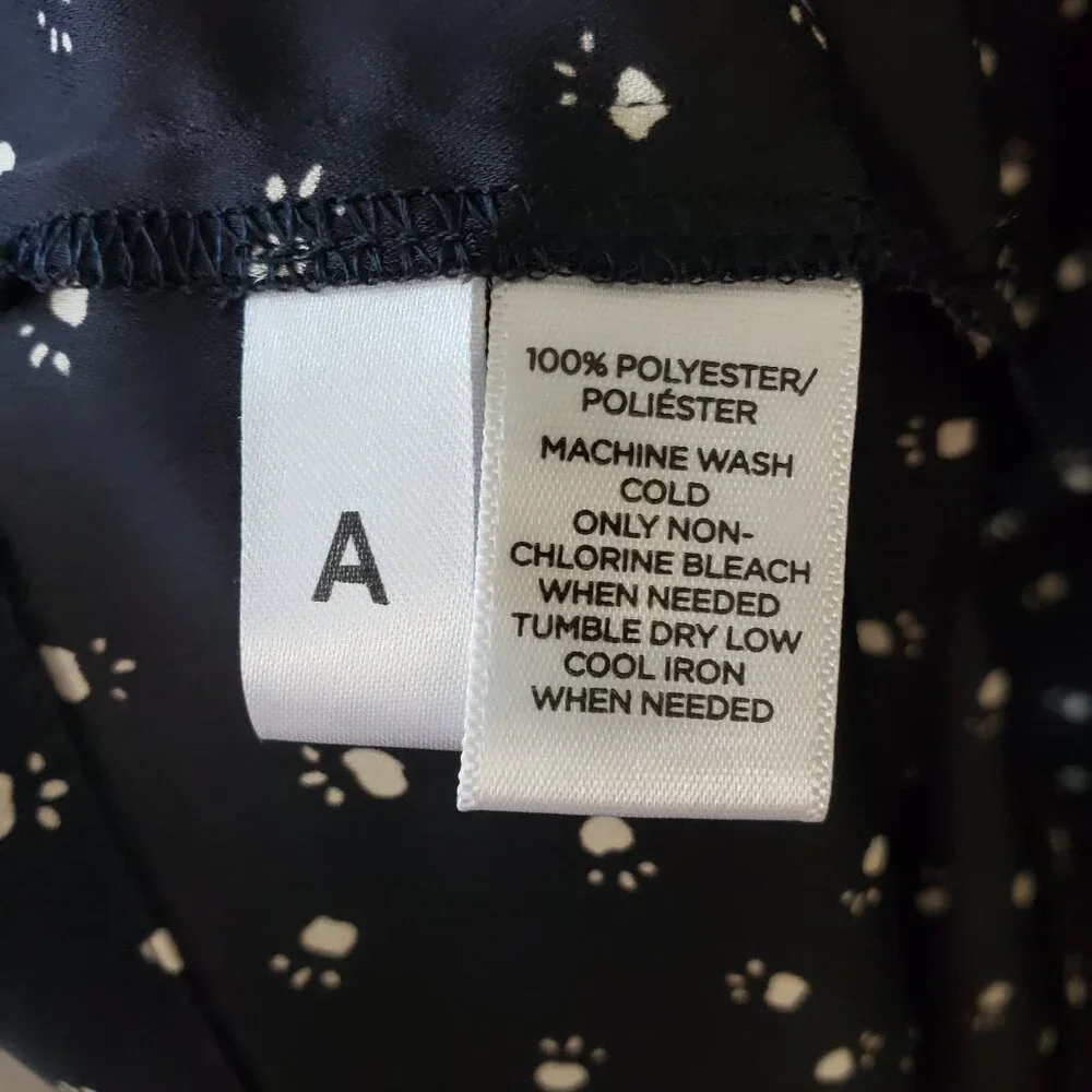 Loft Black & White Pawprint Tie Neck Dress - Picture 5 of 6